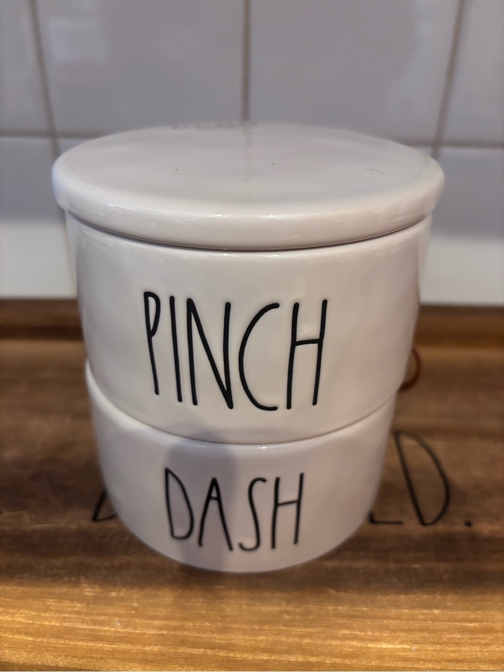 Rae Dunn White Ceramic Stackable  - "Pinch" & "Dash"